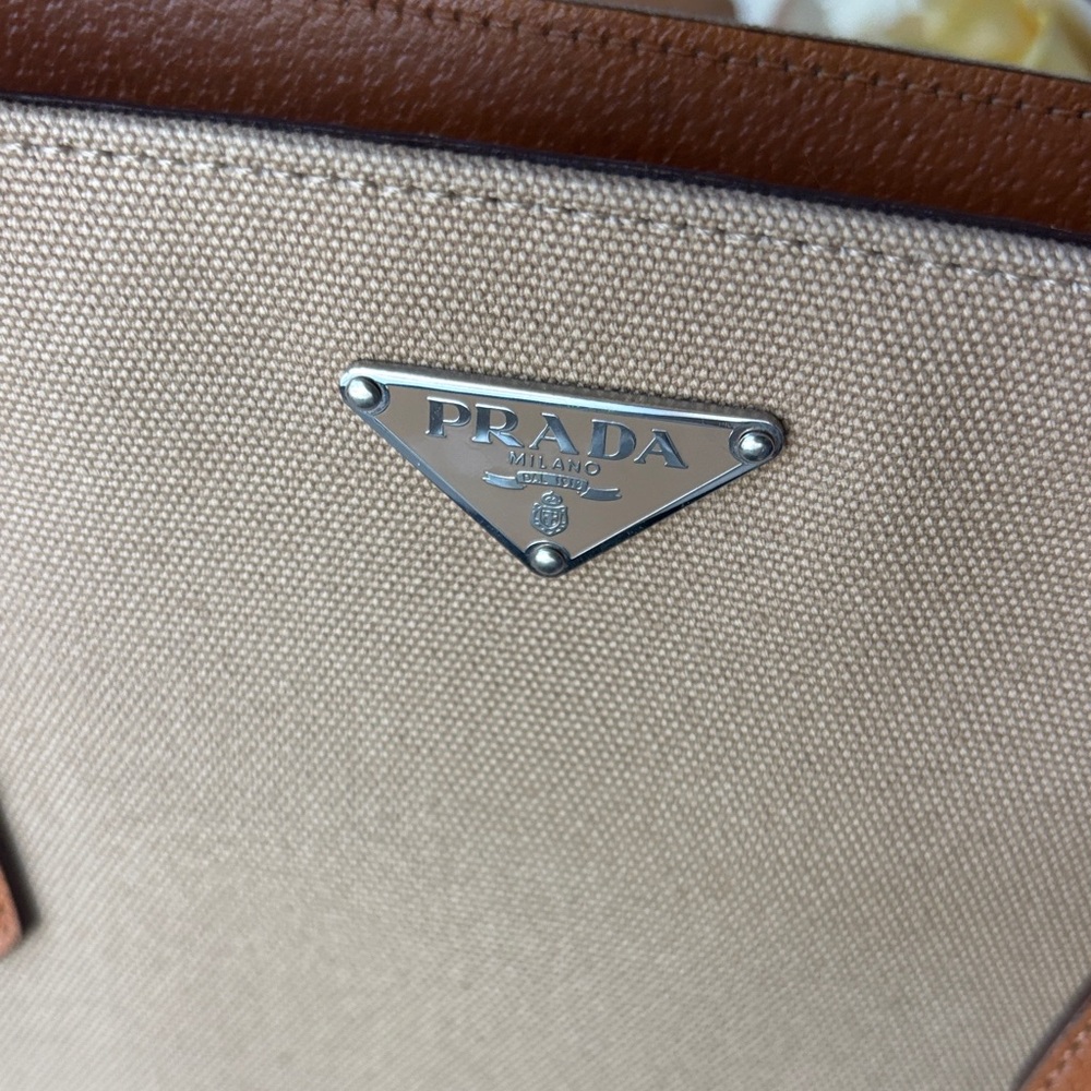 Prada Beige and Orange Women's Tote Bag - Picture 7 of 16